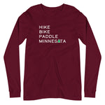 Hike Bike Paddle MN Long Sleeve Tee - White